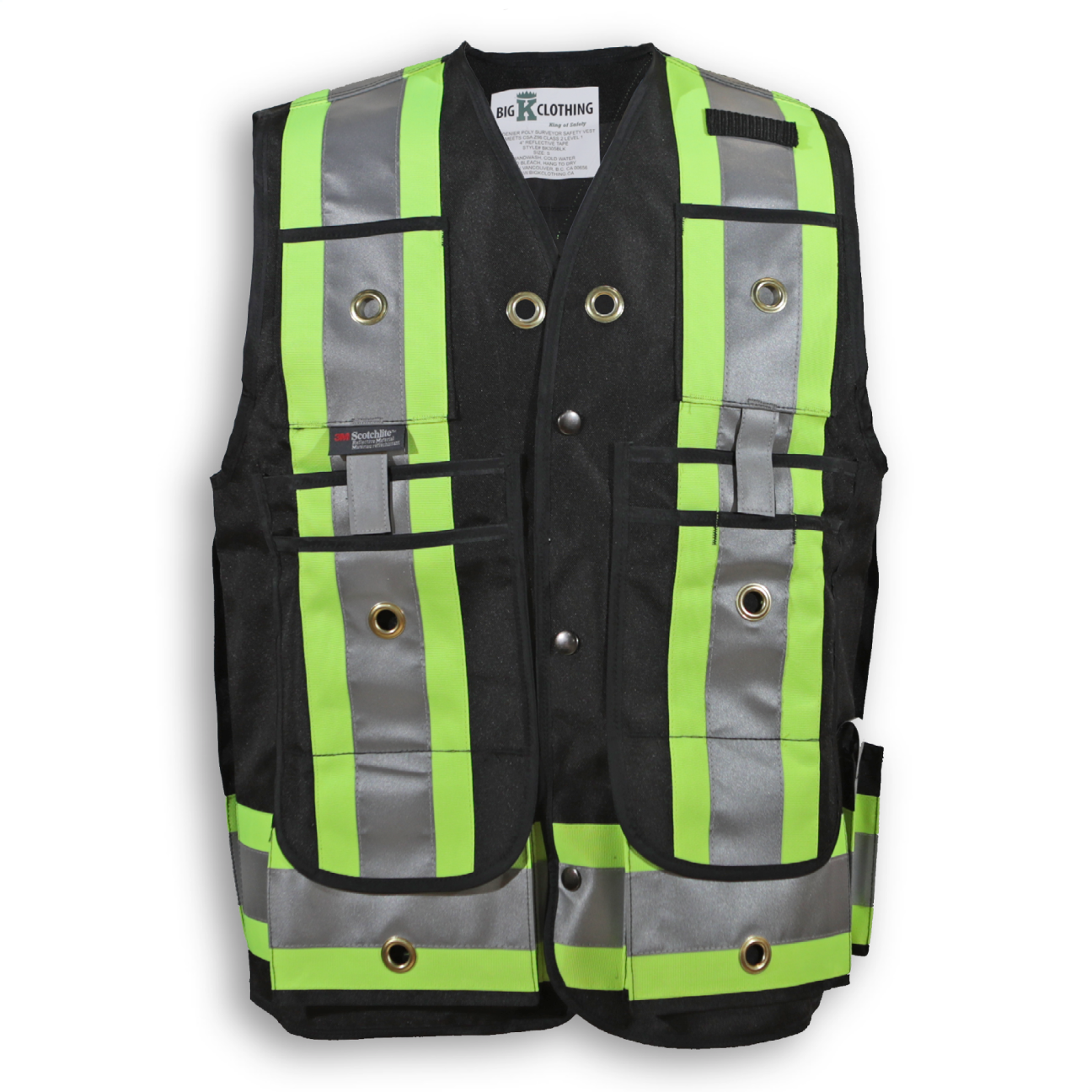 Black 600 Denier Poly Surveyor Safety Vest BK305BLK